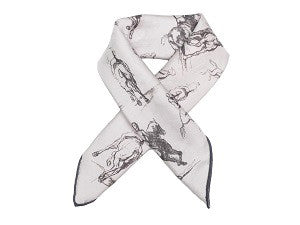 <b>SQUARE SCARF<br/>Rosa Bonheur</b>’s Studies of a <i>Horse and Rider</i>, light grey – dark grey trim