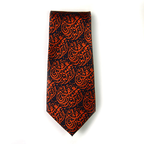 Dahesh Museum Tie, Calligraphy, Navy/Rust